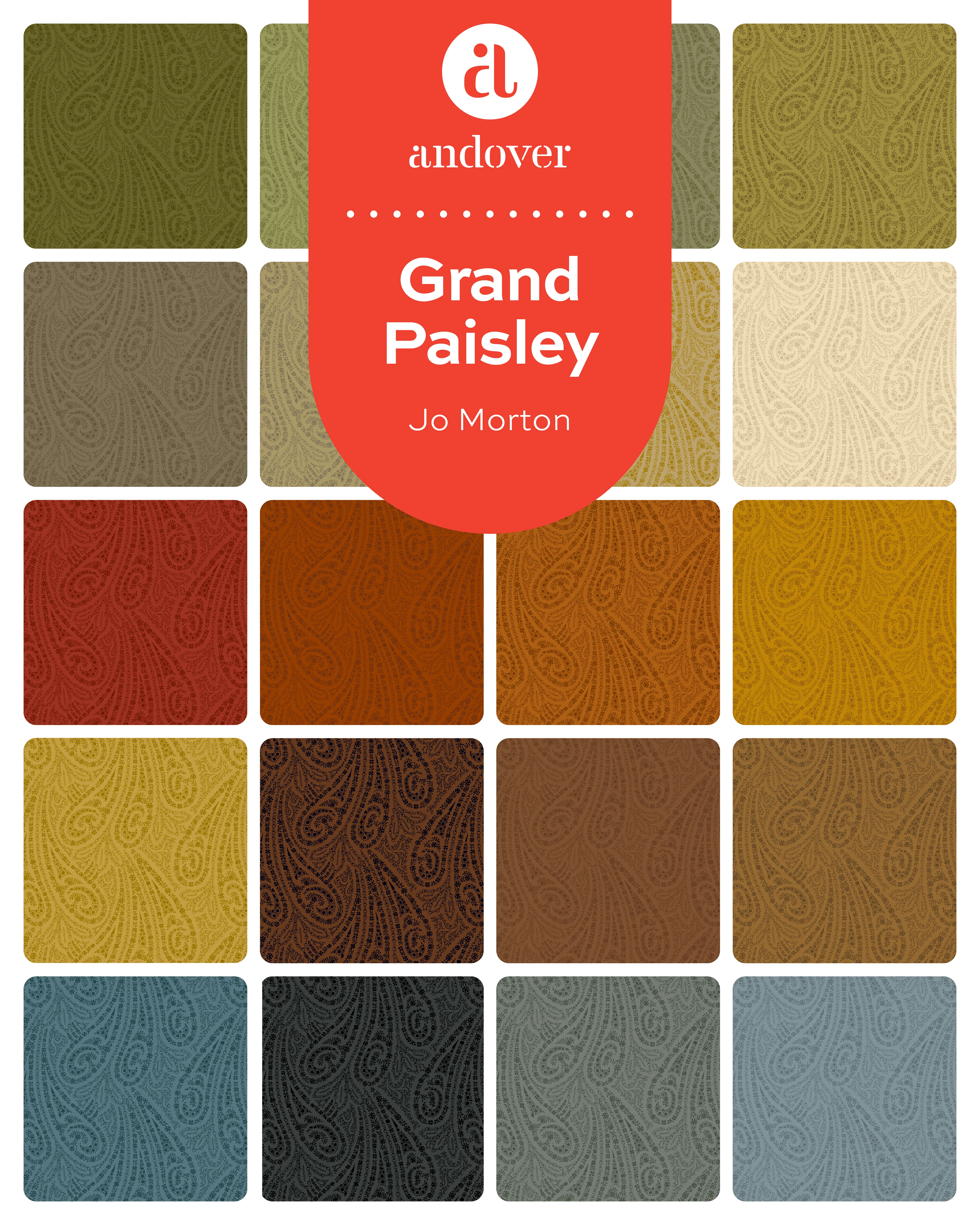 Andover Fabric Grand Paisley Strip Roll - Image 3