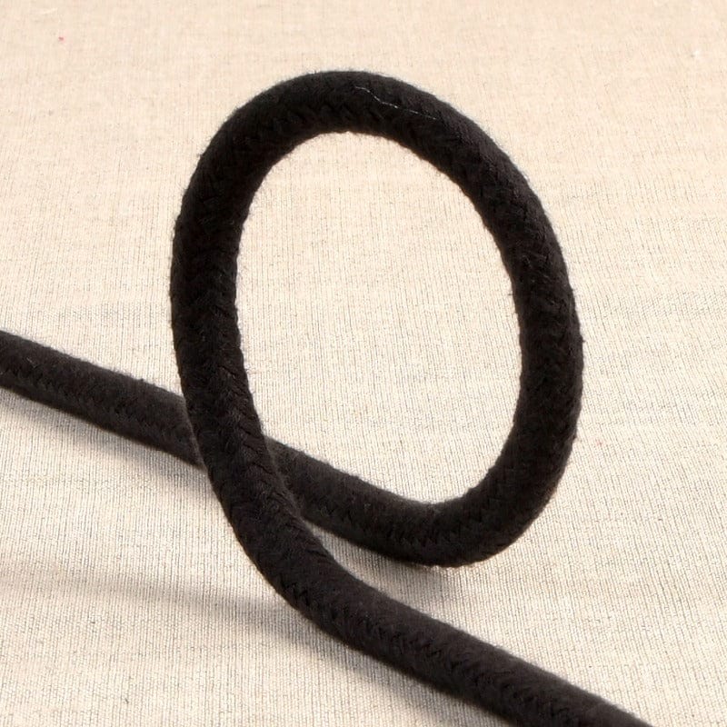 Braided Black Cotton Cord 6mm Price Per Metre