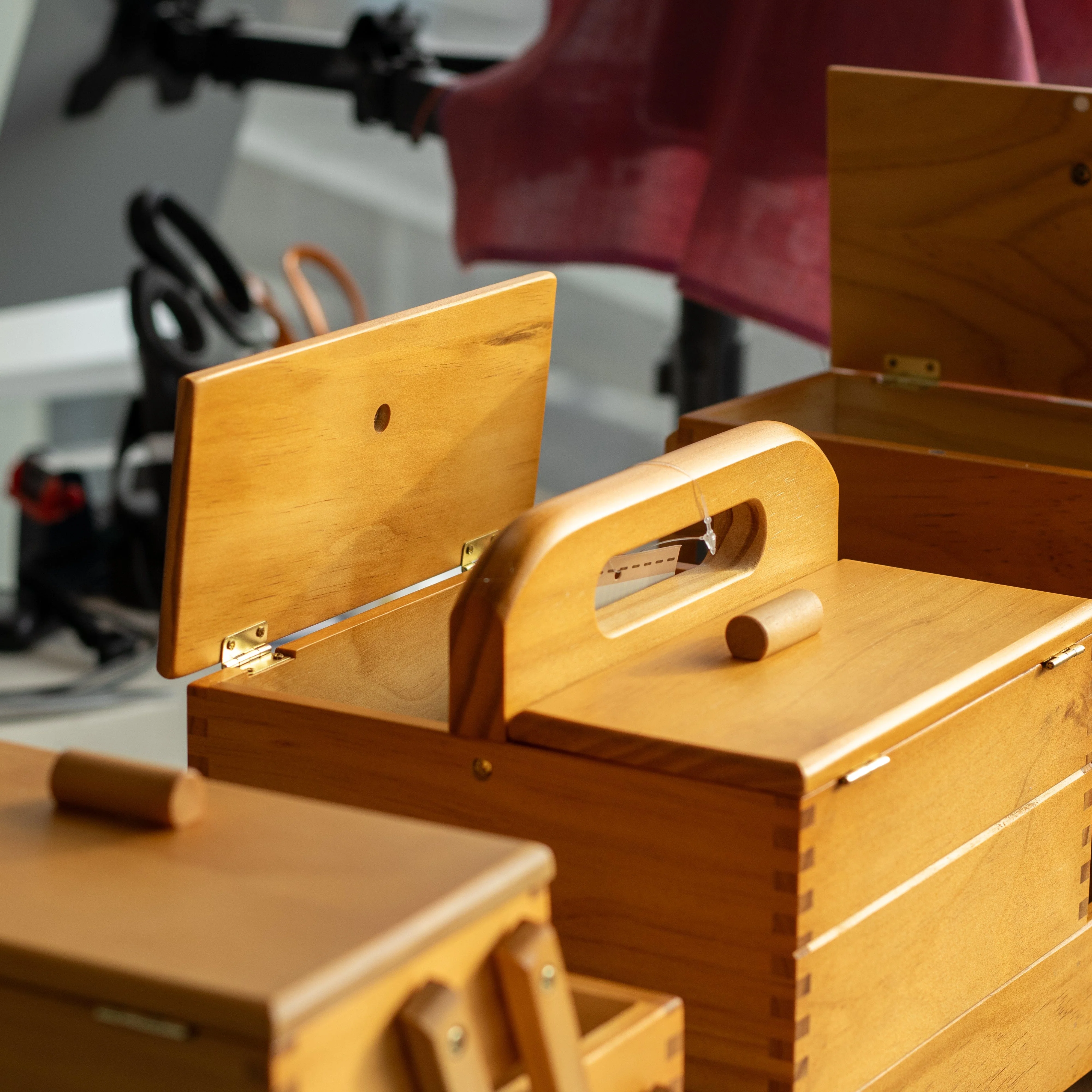 Cantilever Four Tier Wooden Sewing Box - Image 5