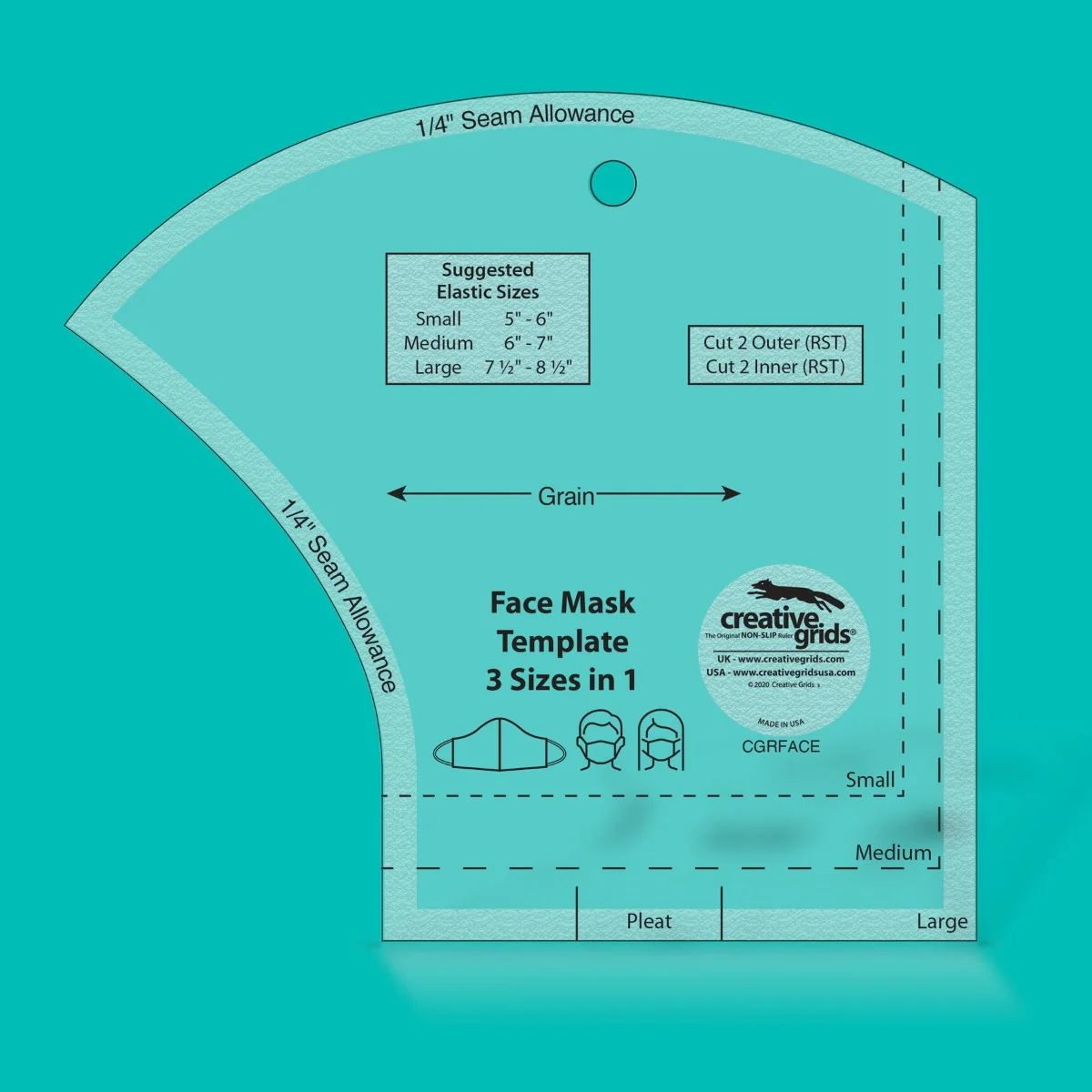 Creative Grids Non slip: Face Mask Template 3 Sizes in 1