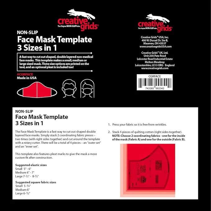 Creative Grids Non slip: Face Mask Template 3 Sizes in 1 - Image 4