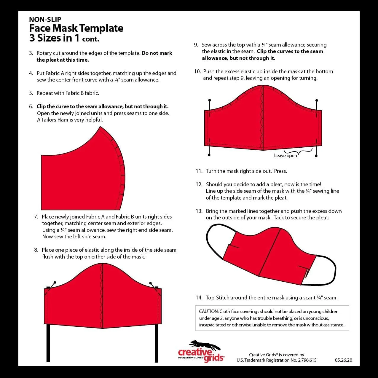 Creative Grids Non slip: Face Mask Template 3 Sizes in 1 - Image 5
