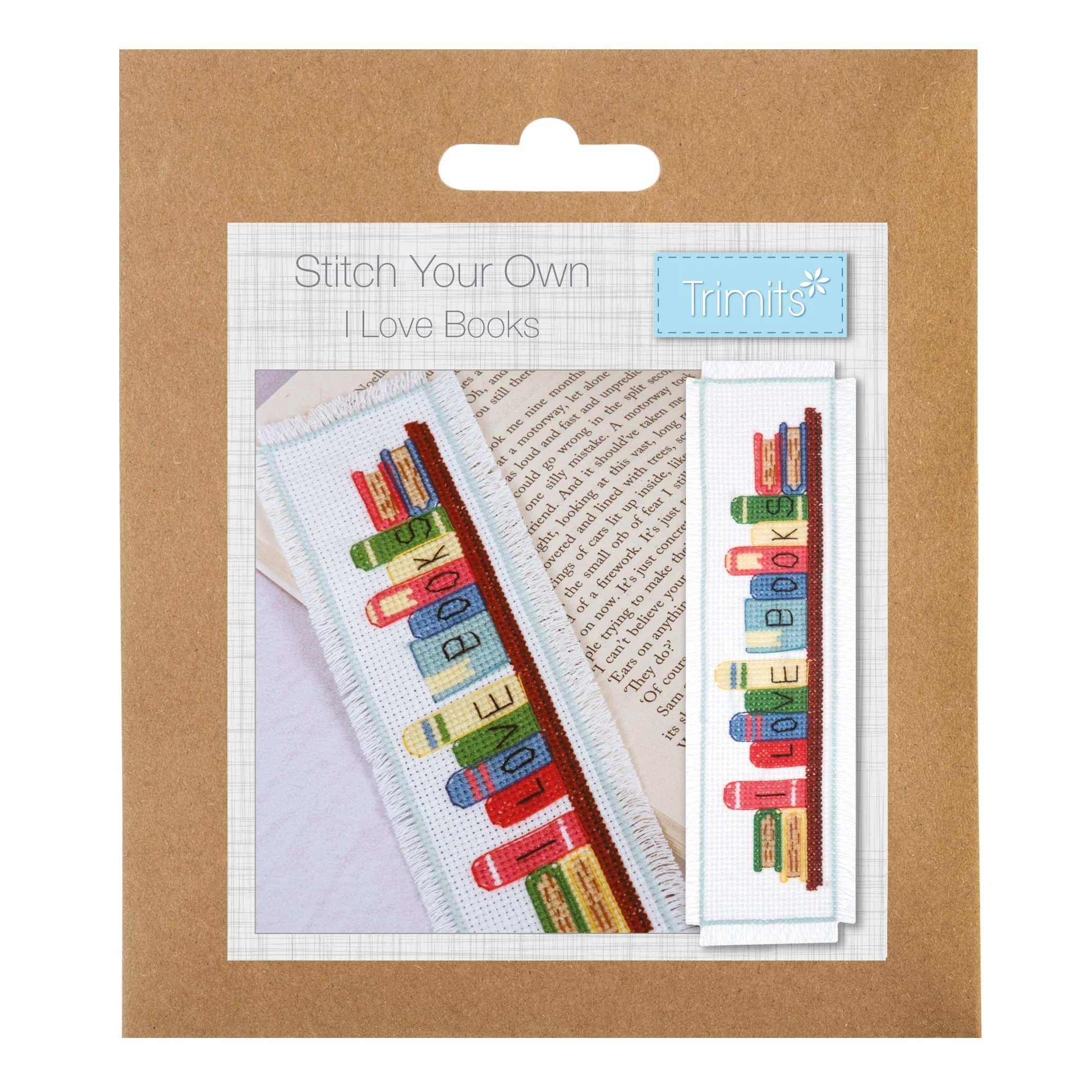Cross Stitch Kit Bookmark I Love Books