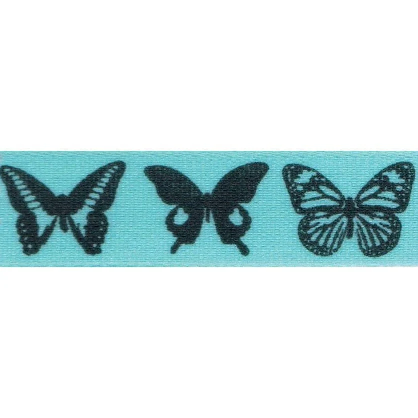 Butterfly Ribbon: Turquoise: 15mm wide. Price per metre.