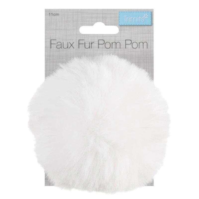 Faux Fur Pom Pom White 11cm