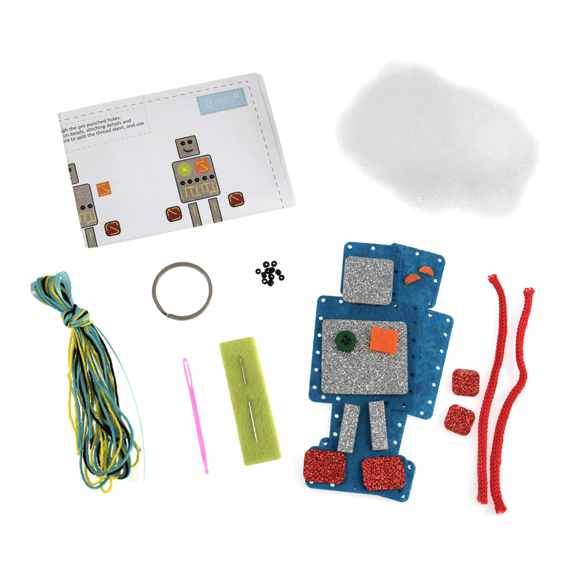 Felt Decoration Kit Robot Key Ring - Image 3