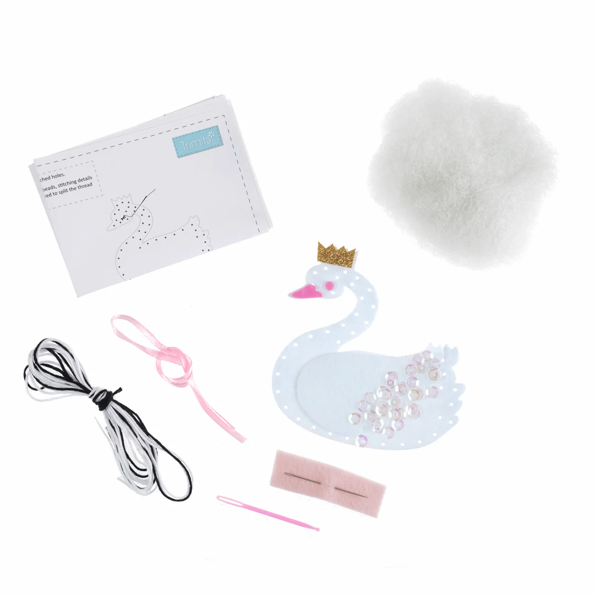 Felt Decoration Kit: Swan with Crown - Image 2