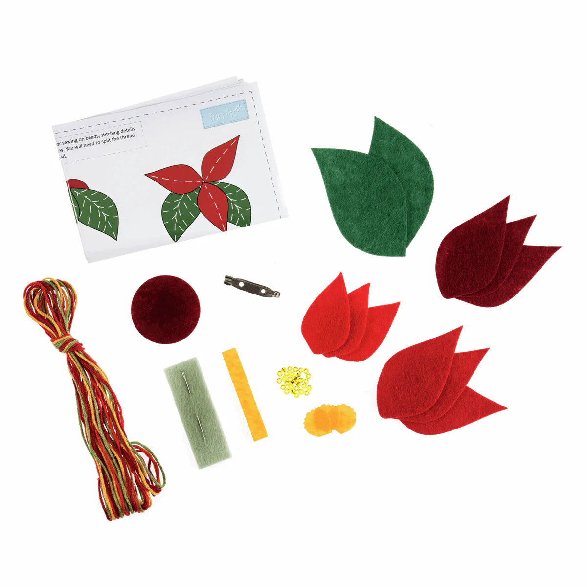 Felt Kit Christmas Poinsettia Brooch - Image 2