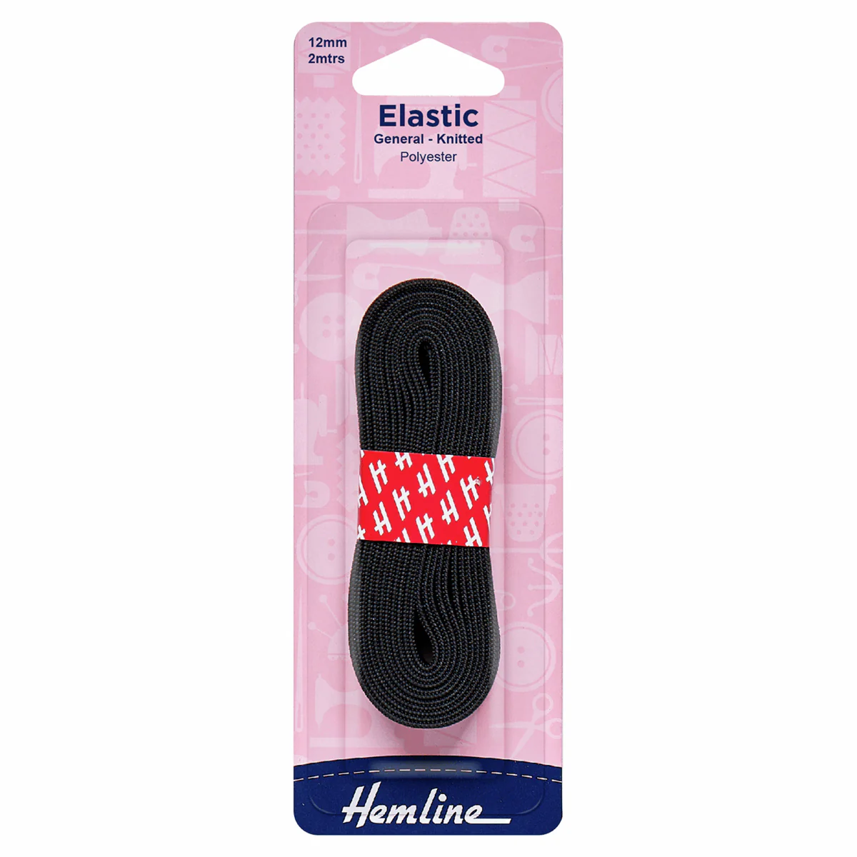 General Purpose Knitted Elastic Black 2 Metres x 12mm Wide