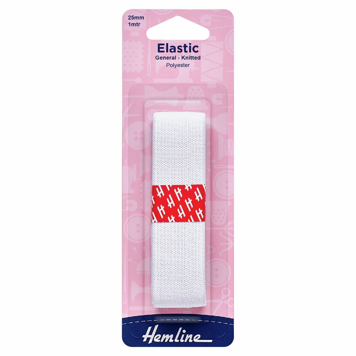 Elastic: General Purpose Knitted: White 1 Metre x 25mm Wide