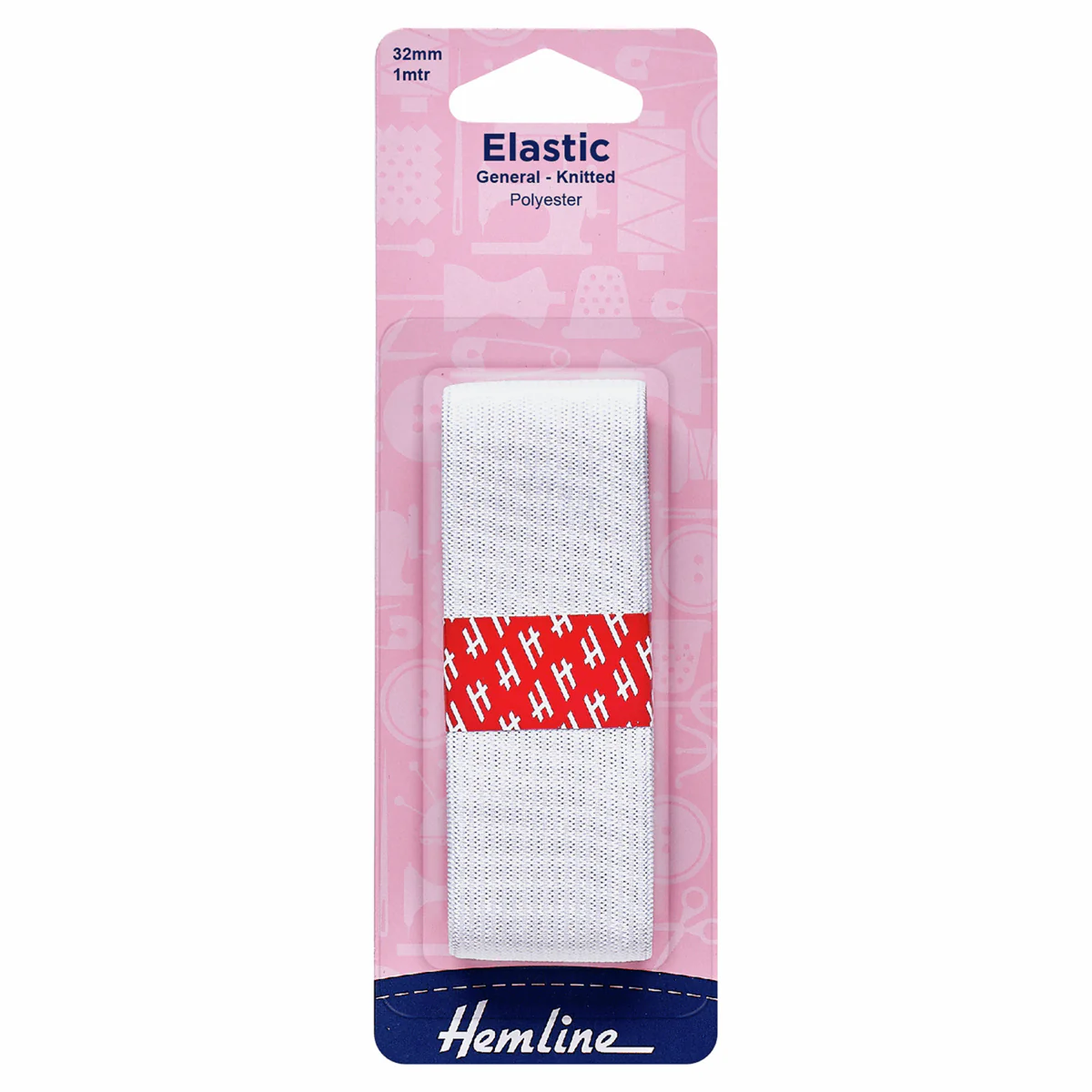 General Purpose Knitted Elastic White 1 Metre x 32mm Wide
