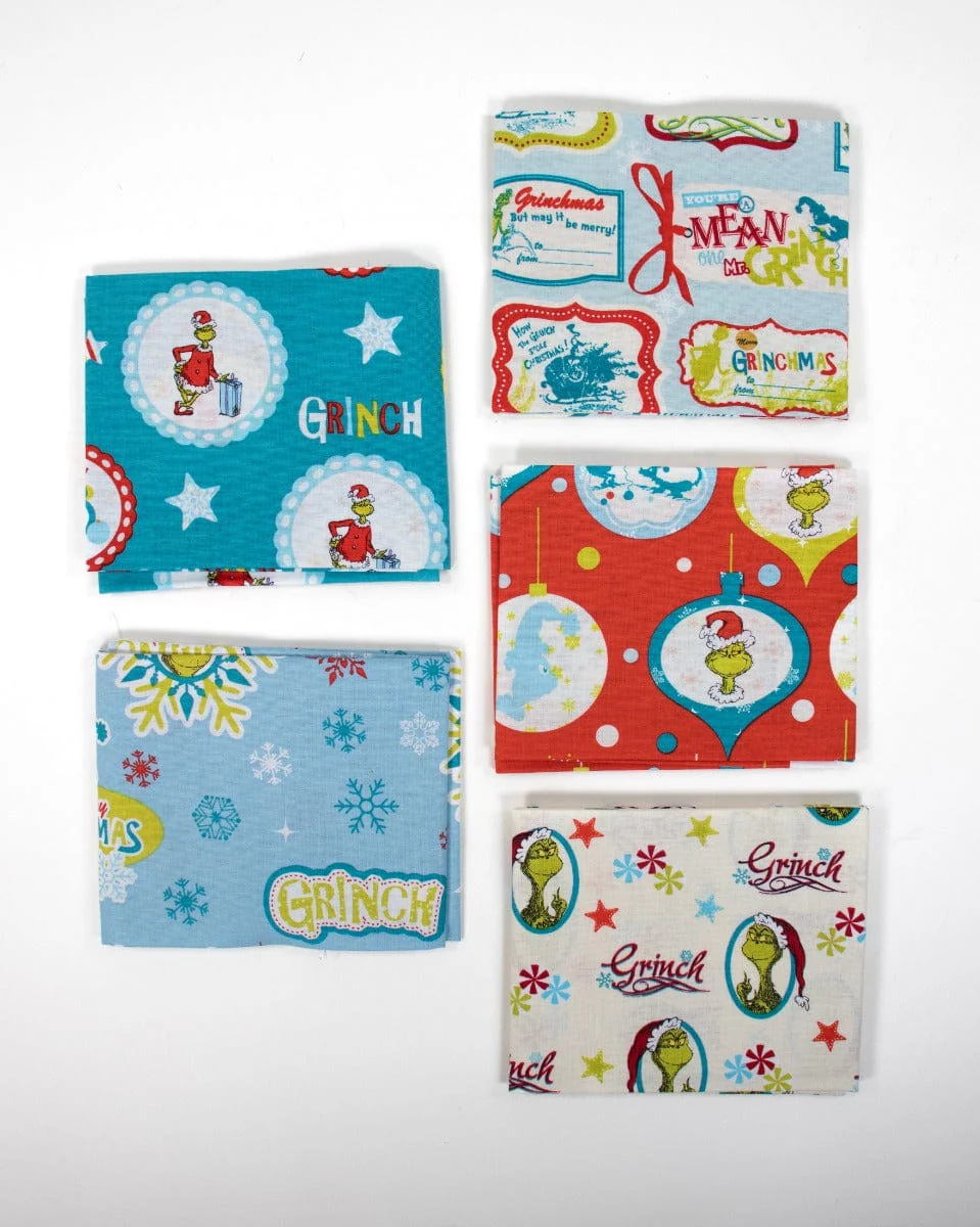 Grinch Christmas Fabric Fat Quarter Pack 5 Piece - Image 3