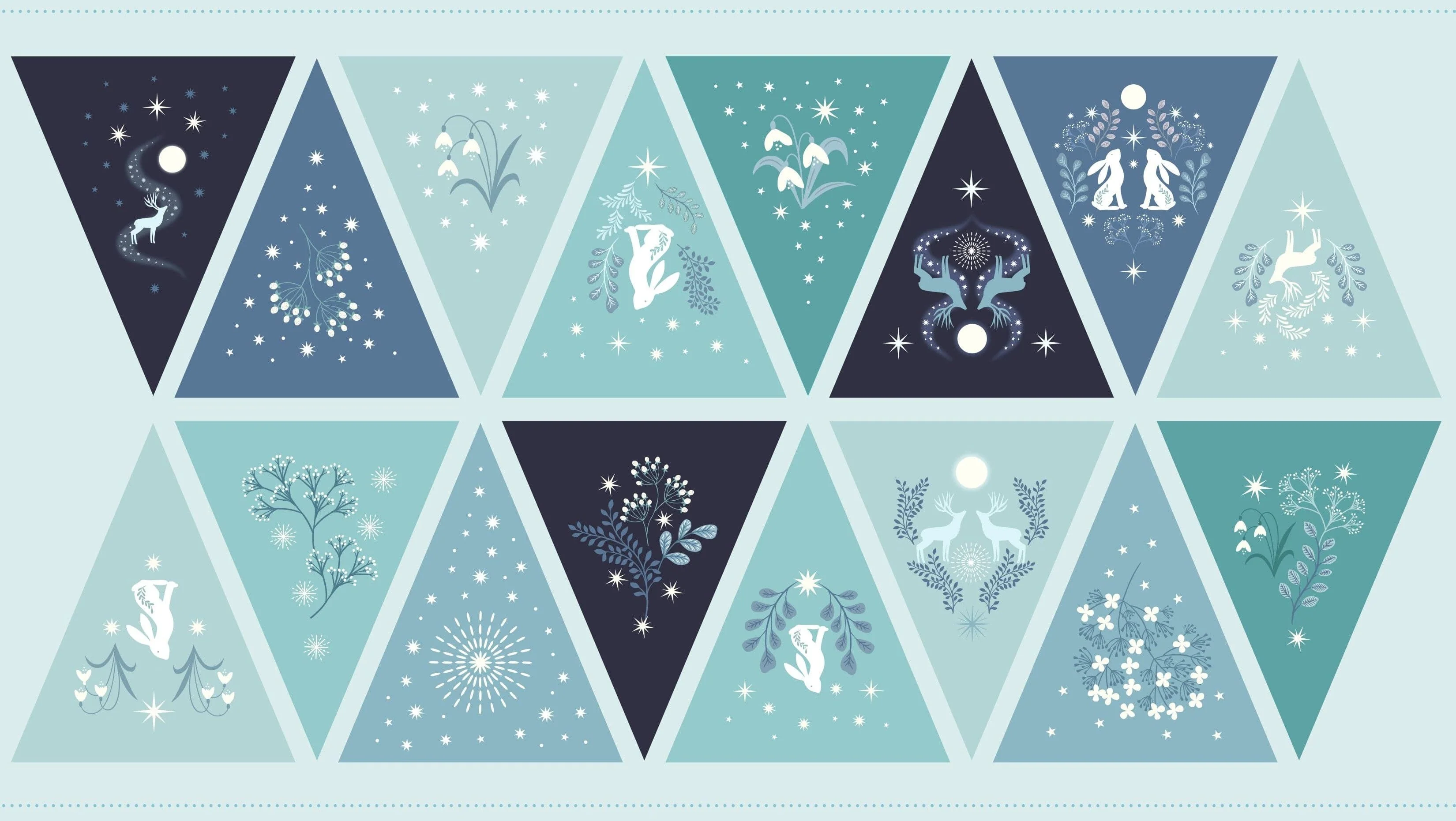 Lewis and Irene A Winters Moon Pearlescent Fabric Bunting Panel
