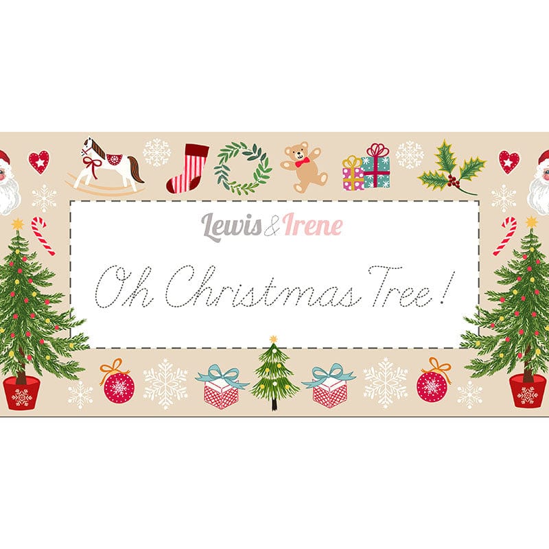 Lewis And Irene Oh Christmas Tree Santa Stocking Fabric Panel C114 - Image 2