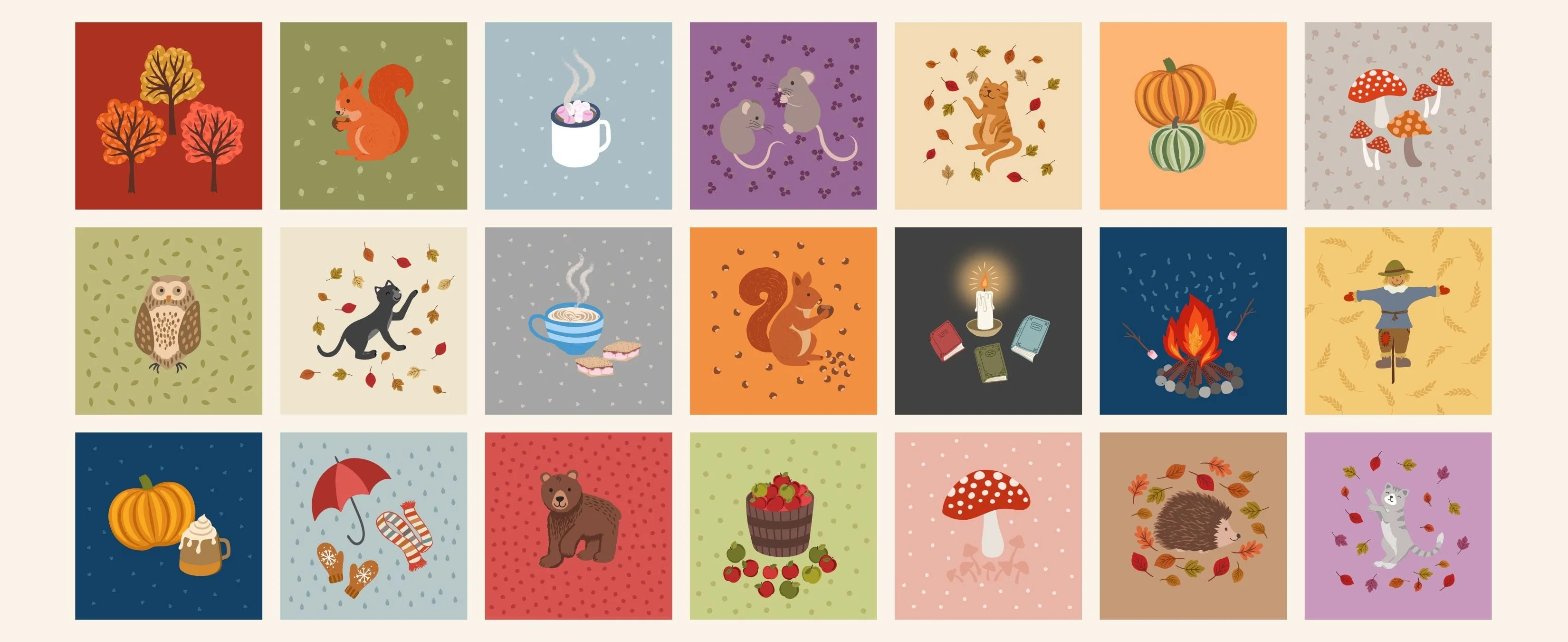 Lewis and Irene Small Things Snuggle Season Fabric Squares Panel