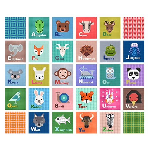 Lewis & Irene Animal Alphabet 5" Squares Panel