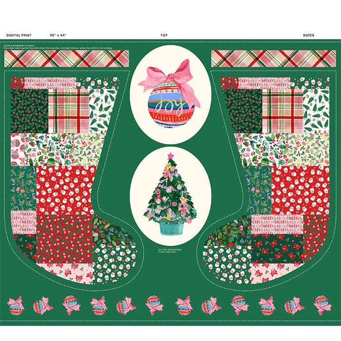Lewis & Irene Merry Happy Christmas Stocking Panel
