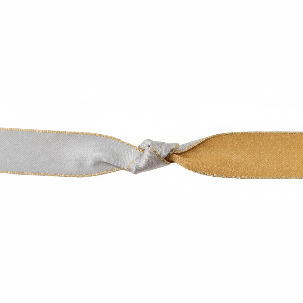 Majesty Ribbon Gold Silver With Metallic Edge 25mm Wide
