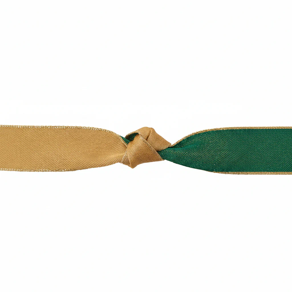 Majesty Ribbon Hunter Green Gold With Metallic Edge 25mm Wide