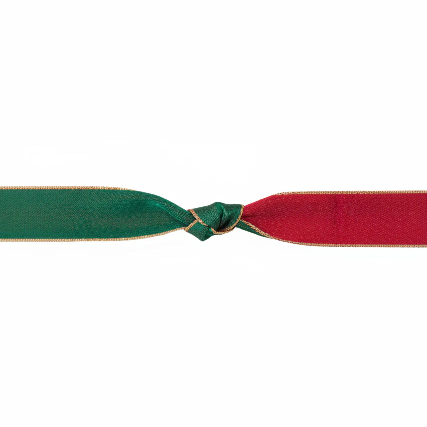 Majesty Ribbon Scarlet Hunter Green With Metallic Edge 25mm Wide