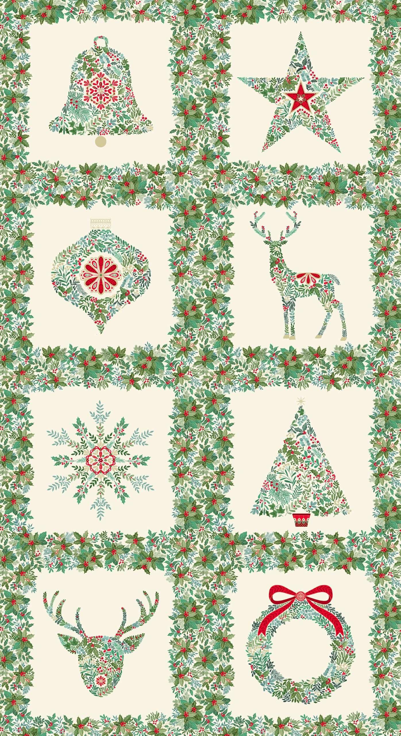 Makower Christmas Fabric Good Tidings Panels - Image 2
