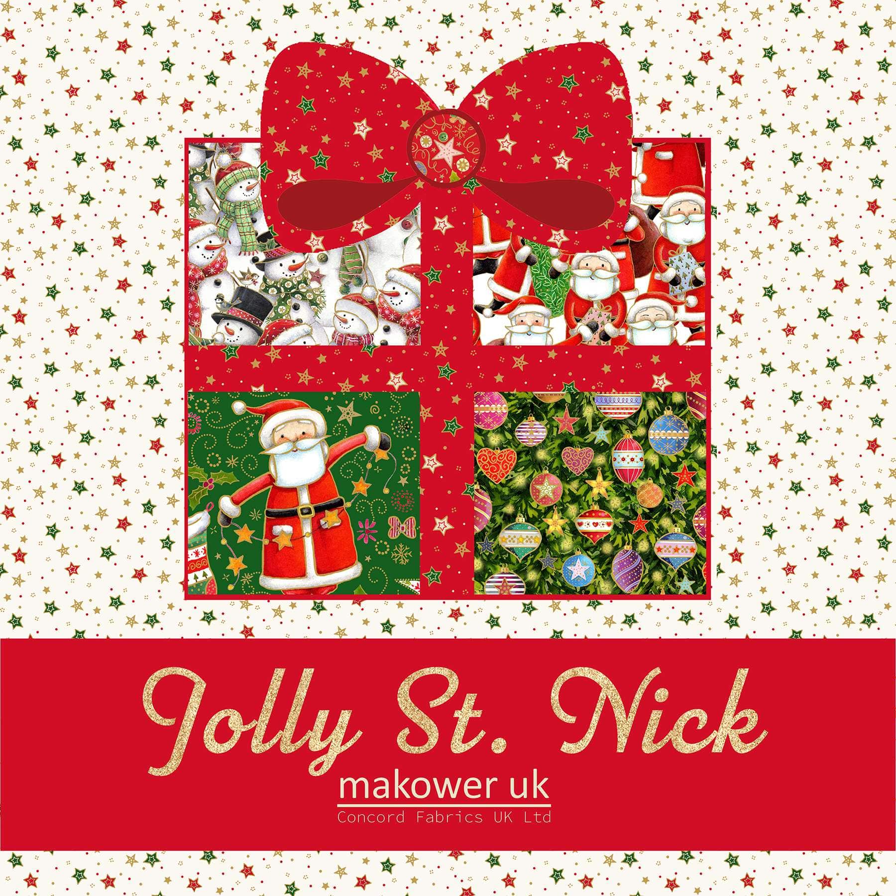 Makower Christmas Fabric Jolly Saint Nick - Image 16