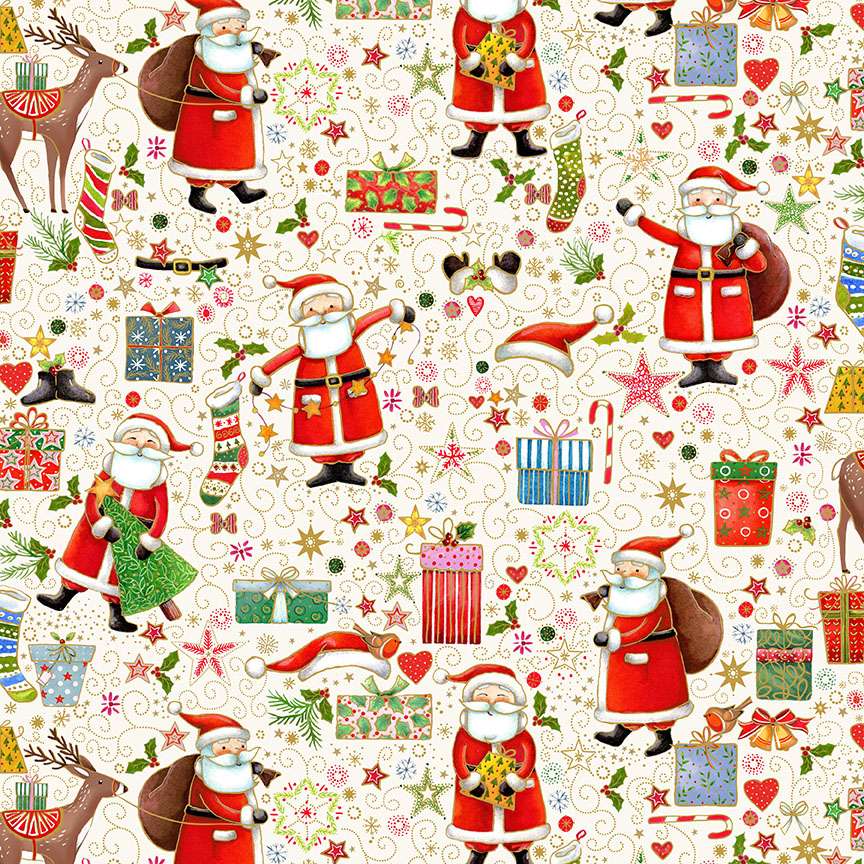 Makower Christmas Fabric Jolly Saint Nick - Image 2