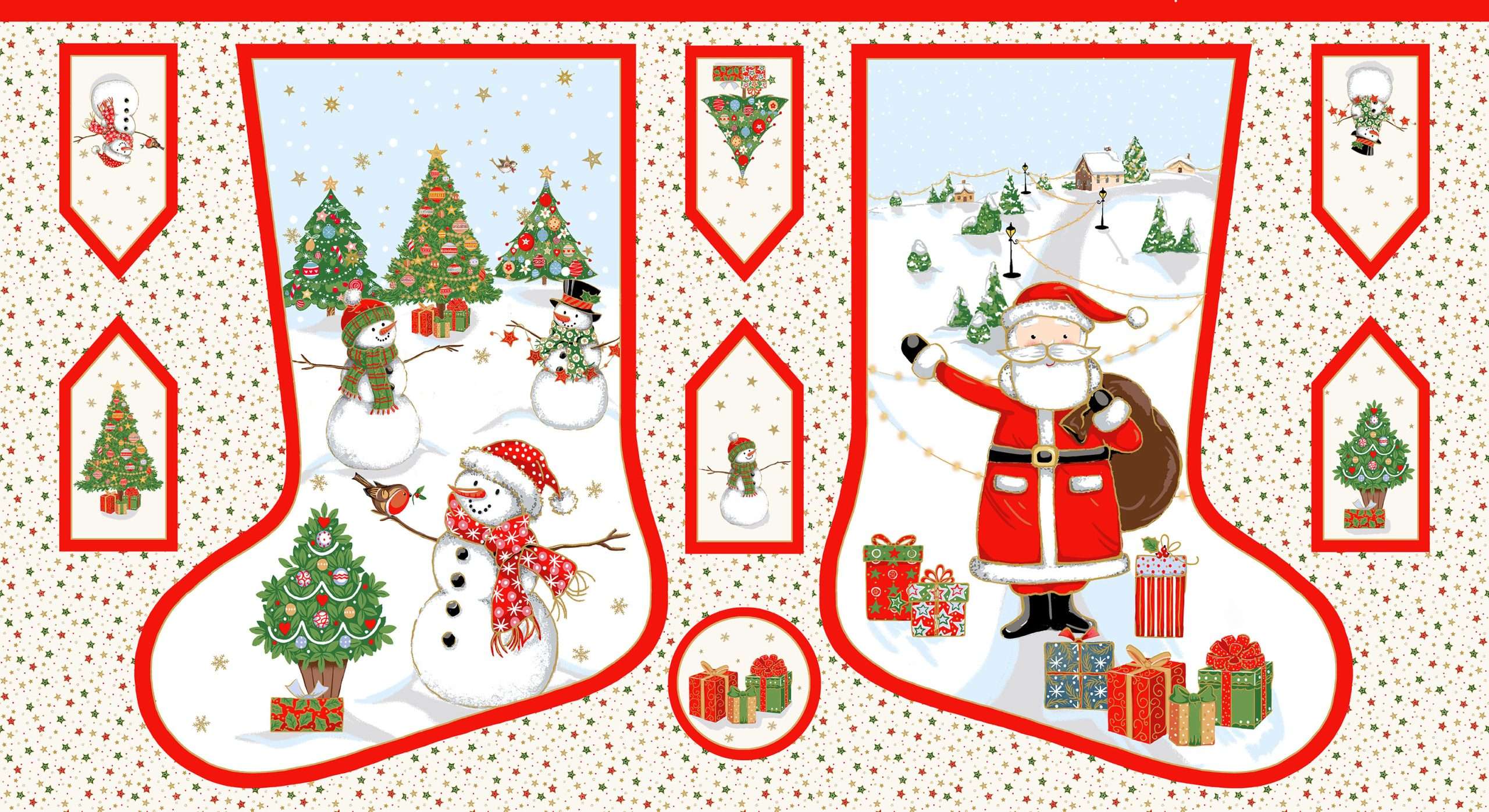 Makower Christmas Fabric Jolly Saint Nick Panels - Image 3