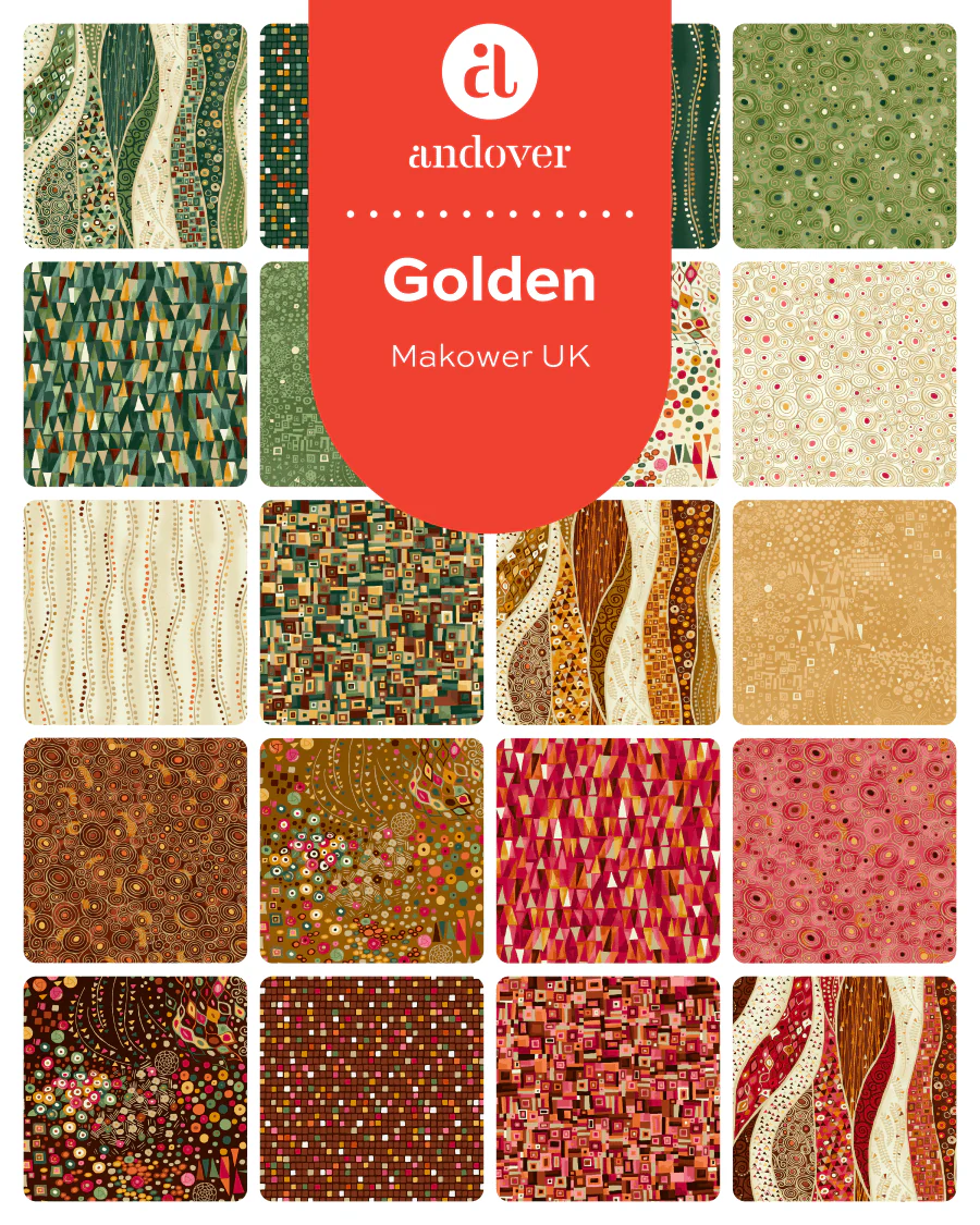 Makower Fabric Golden Metallic Fat Quarter Bundle 24 Piece - Image 3