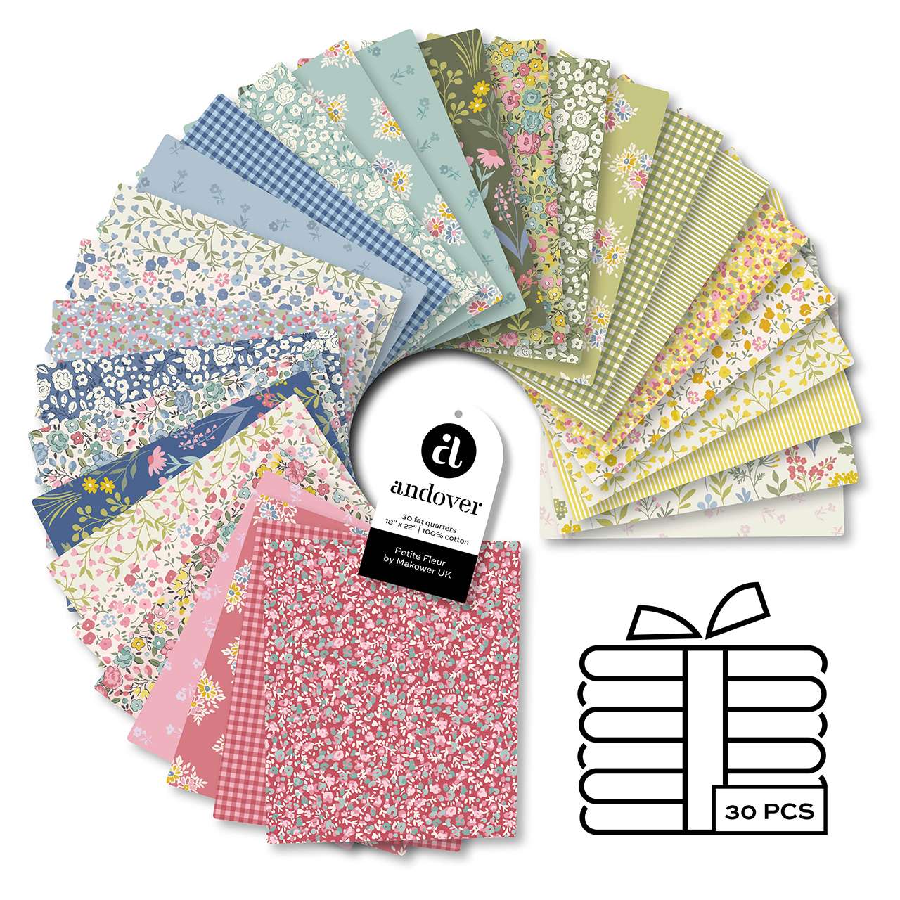 Makower Fabric Petite Fleur 30 Piece Fat Quarter Bundle