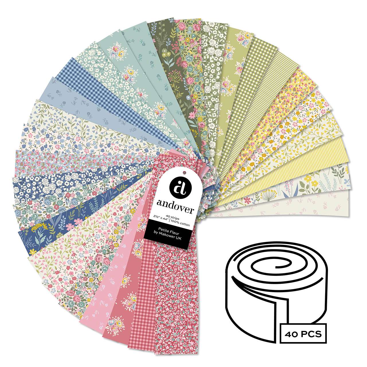 Makower Fabric Petite Fleur Strip Roll