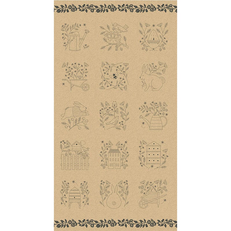 Moda Bloom And Grow Linen Embroidery Fabric Panel 7055-12