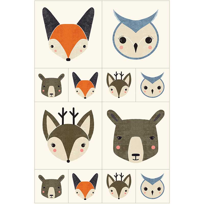 Moda Woodland Wonder Bobble Heads Fabric Panel 48399-11