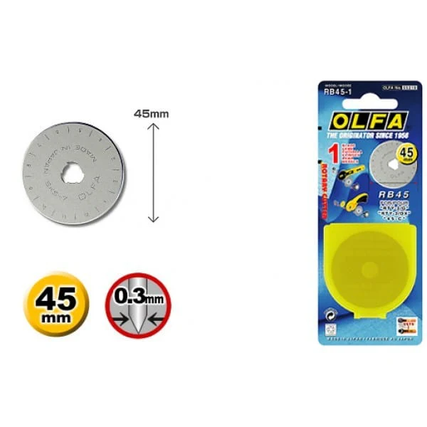 45mm Olfa replacement rotary cutter blade: 1 pack - Image 2