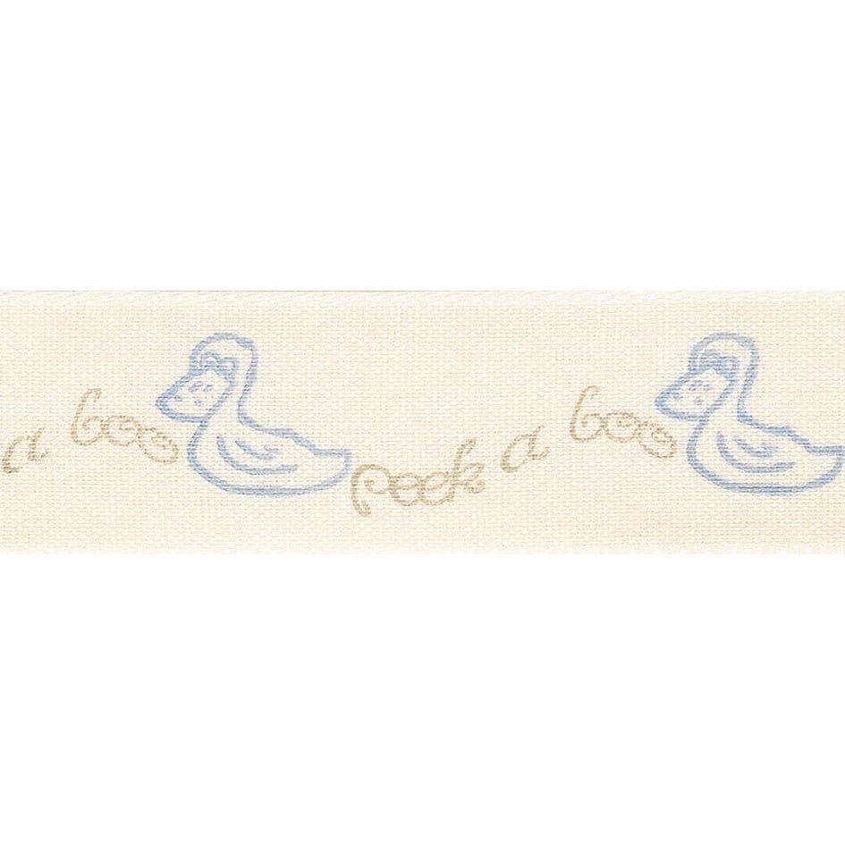 Peek-A-Boo Ribbon: 25mm wide: Blue Ducks. Price per metre.