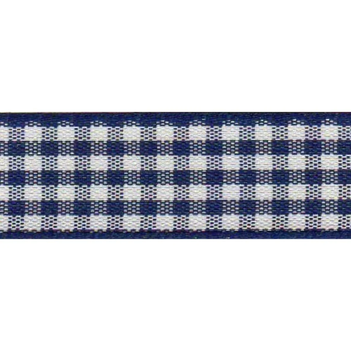 Gingham Ribbon: Navy: 10mm wide. Price per metre.