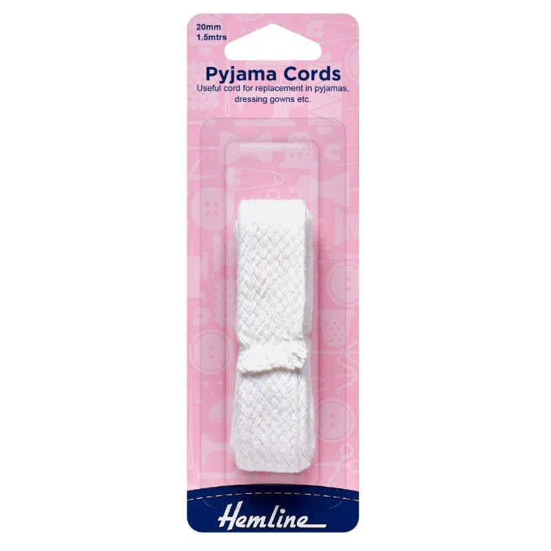 Polyester Pyjama Cord White 1.5m x 20mm