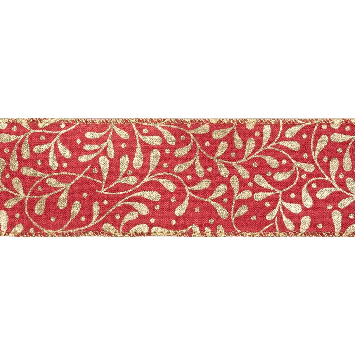 Printed Mistletoe Wire Edge Ribbon 63mm