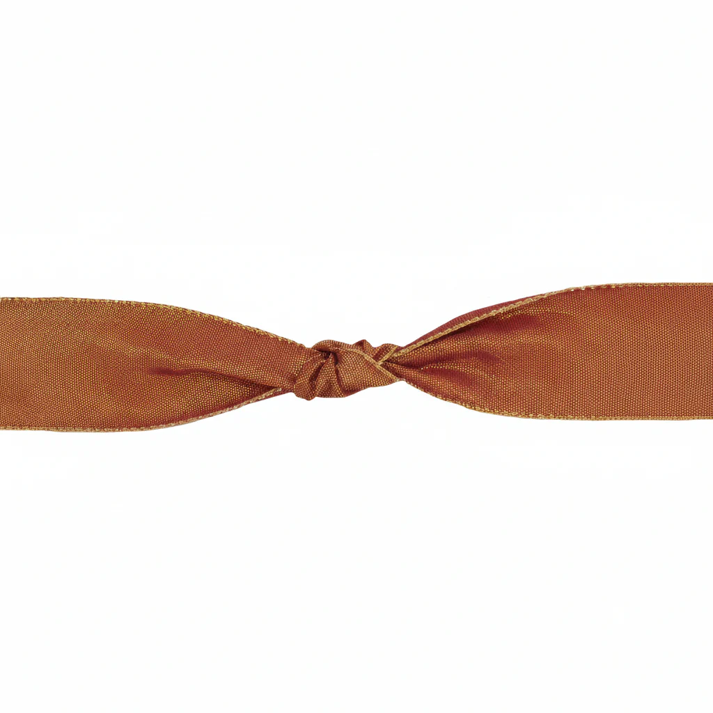 Radiance Ribbon Two Tone Shot Taffeta Metallic Edge Bordeaux Mimosa 25mm Wide