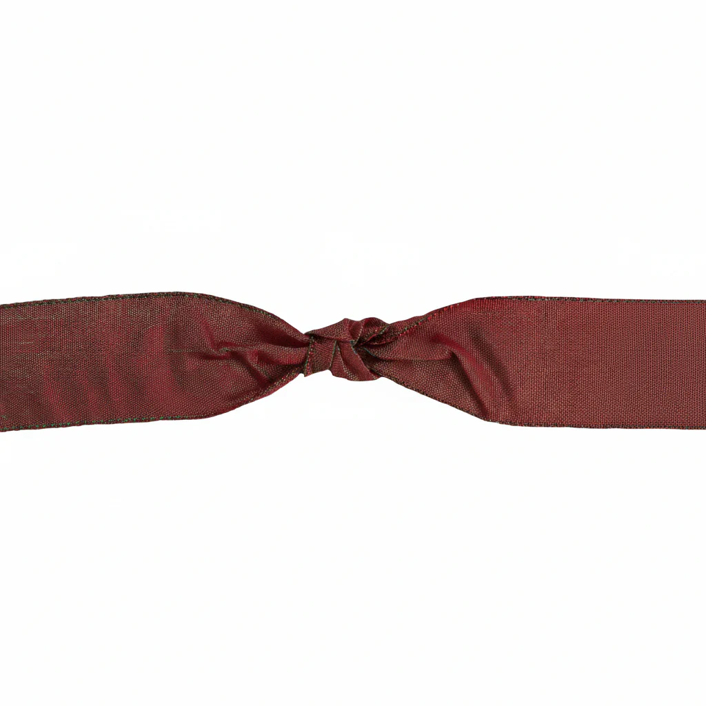 Radiance Ribbon Two Tone Shot Taffeta Metallic Edge Scarlet Green 25mm Wide