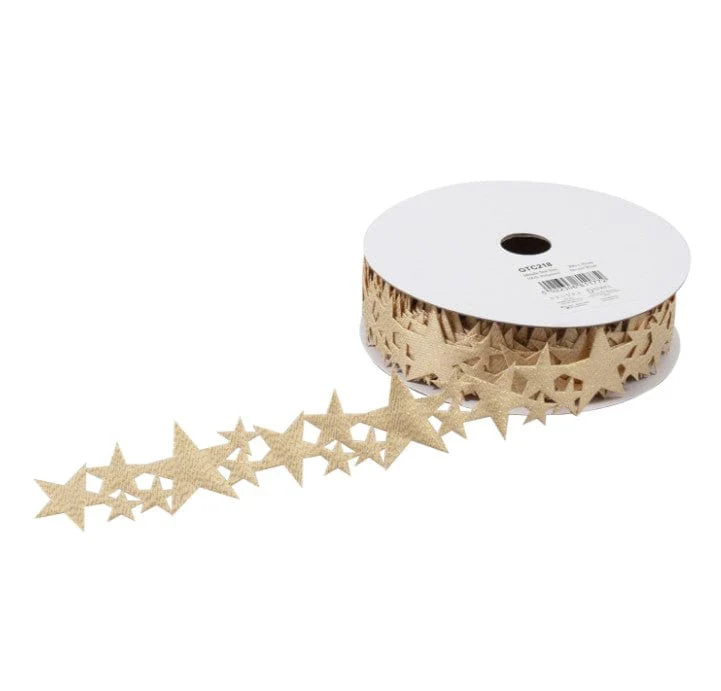 Ribbon Trim Metallic Star 35mm Wide