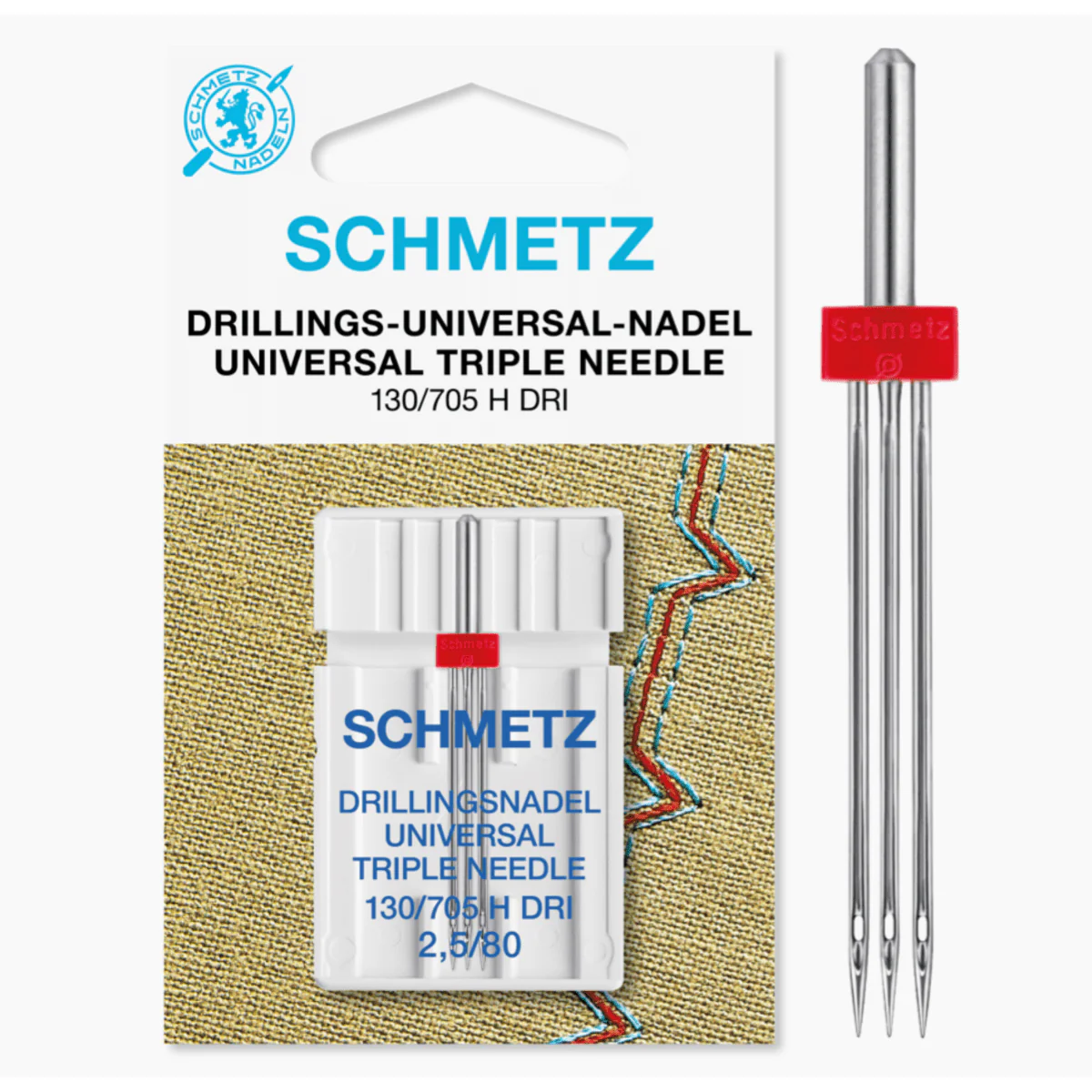 Schmetz Sewing Machine Needle Universal Triple 2.5mm Size 80