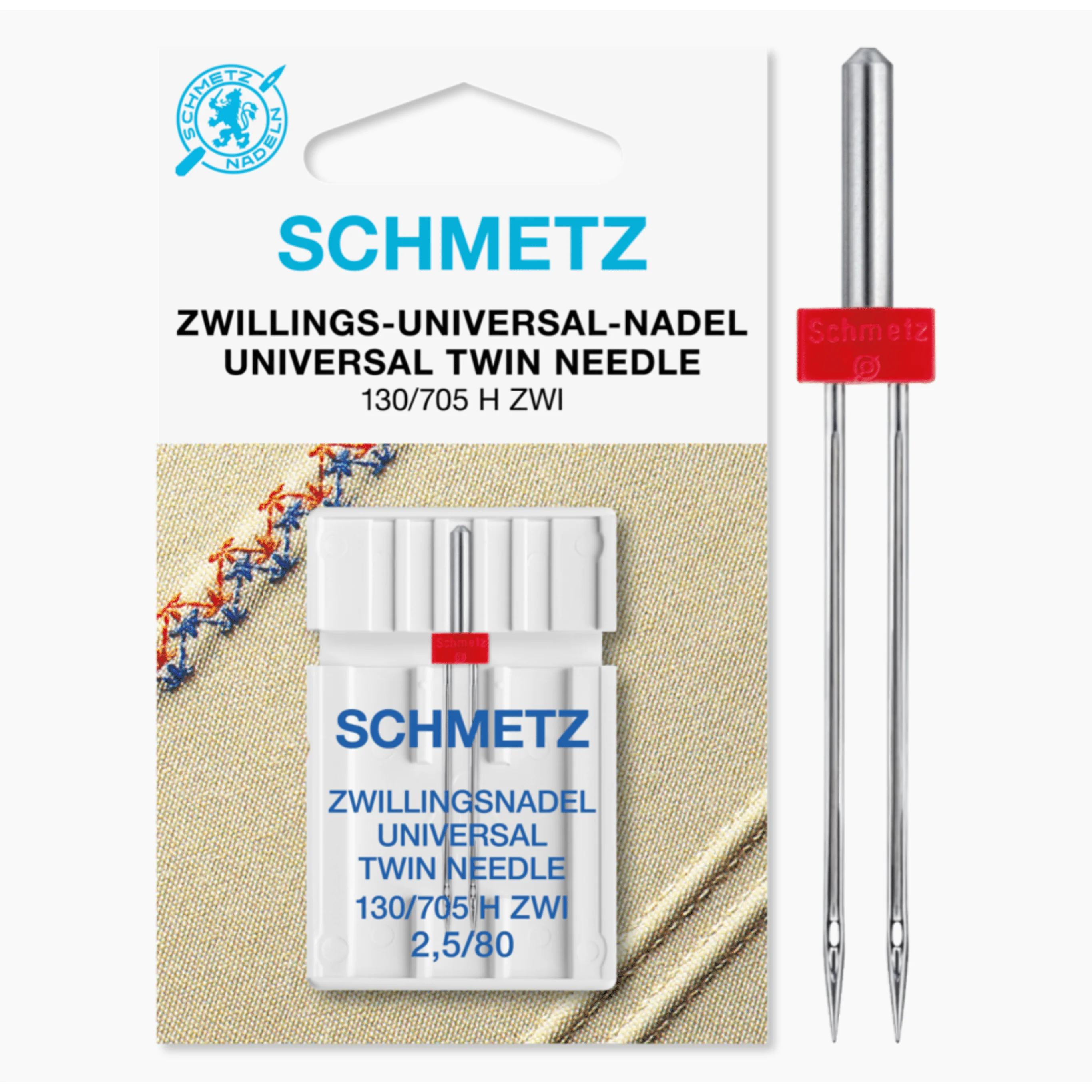 Schmetz Sewing Machine Needle Universal Twin 2.5mm Size 80/12