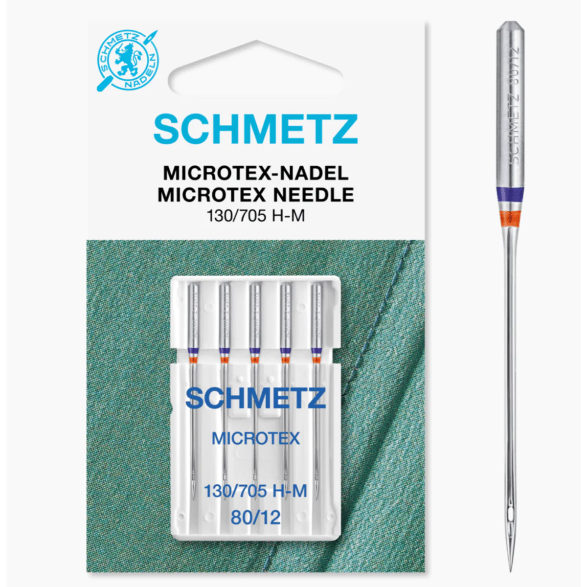 Schmetz Sewing Machine Needles Microtex Size 80/12 Pack of 5