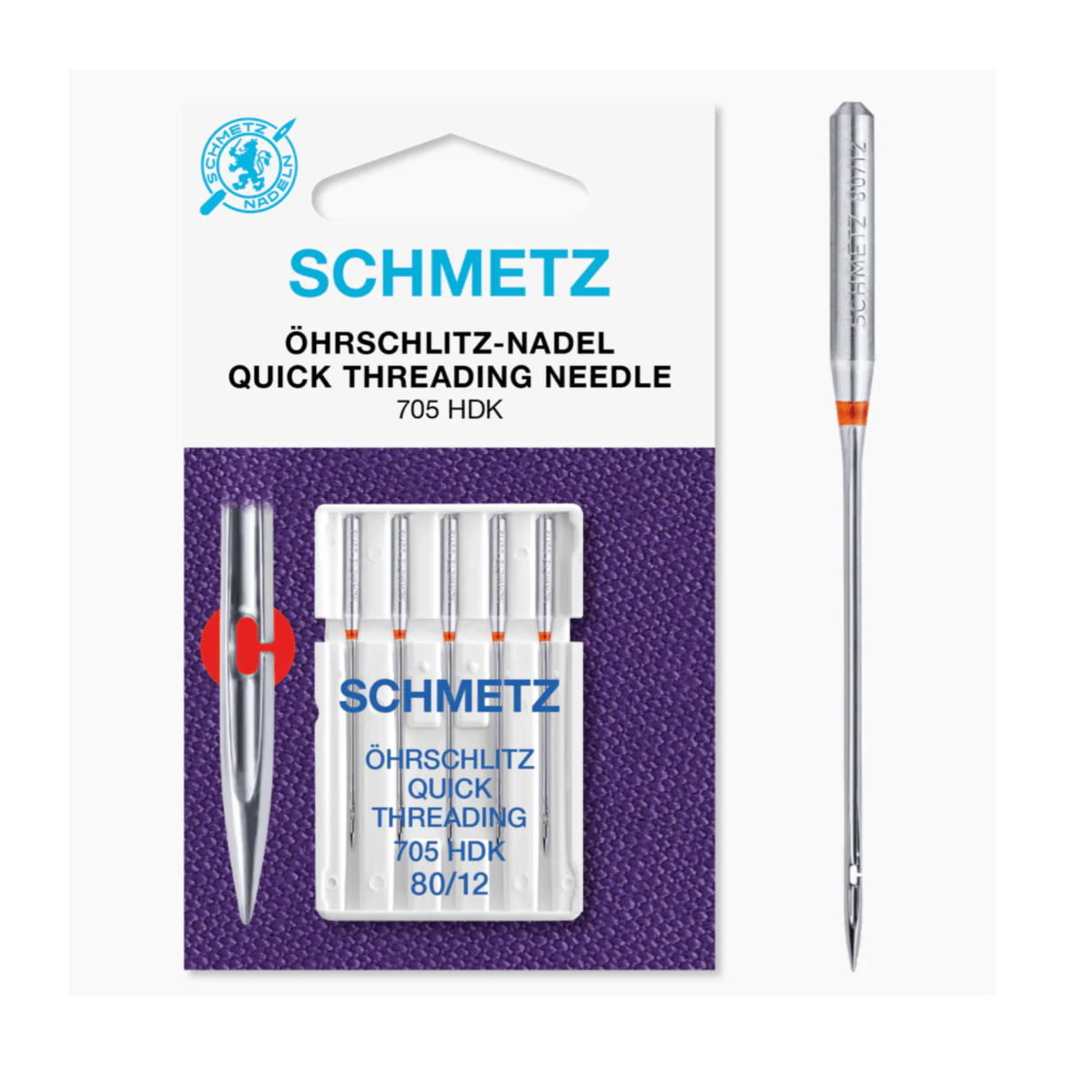 Schmetz Sewing Machine Needles Quick Easy Thread Size 80/12 Pack of 5
