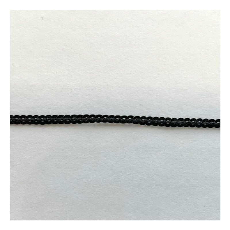 Strung Sequins: 3mm wide: Black. Price per metre.
