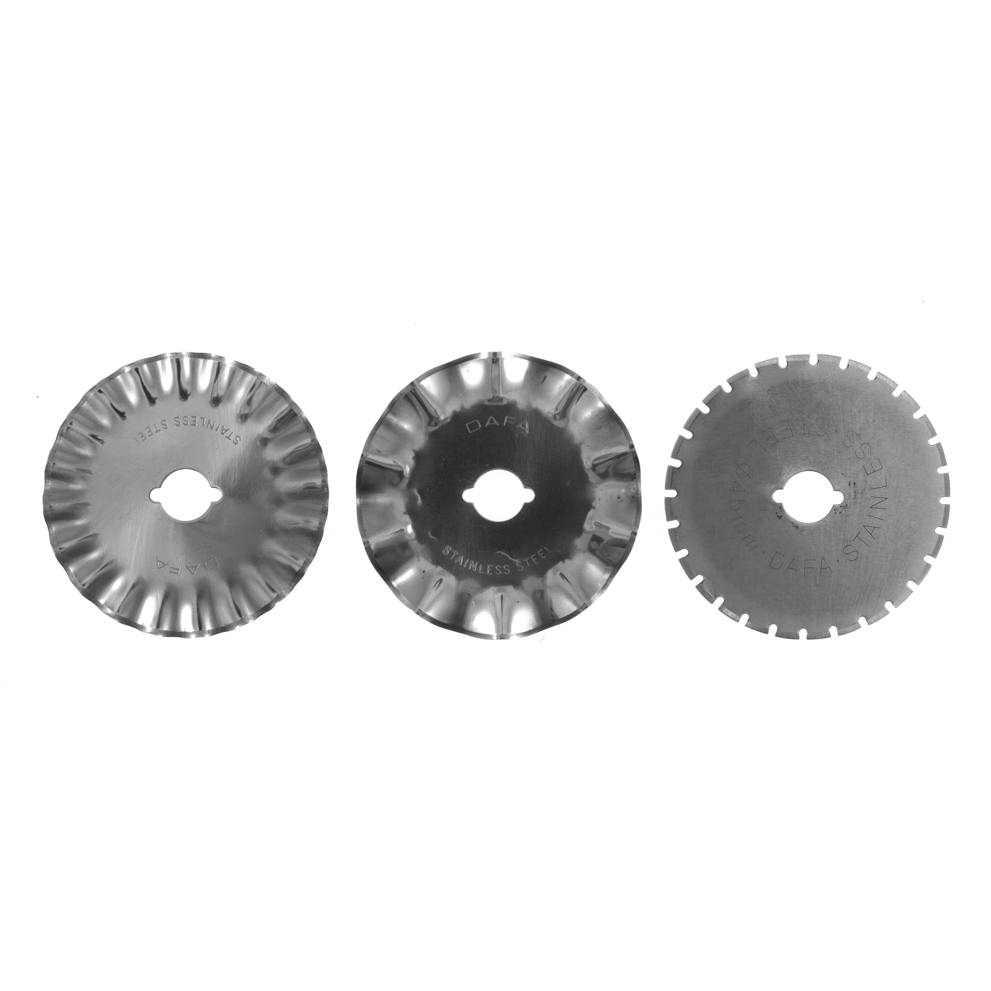 45mm Sew Easy replacement rotary cutter 3 blade set: Wave, Pinking and Skip blades - Image 2