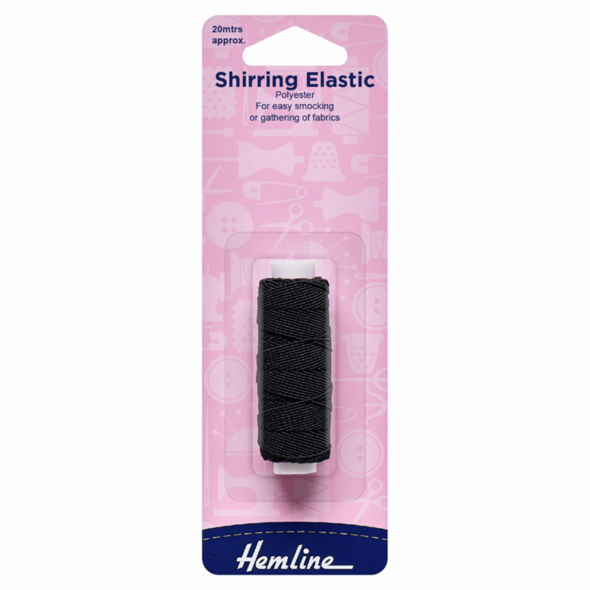 Shirring Elastic: Black: 20 Metres x 0.75mm Wide