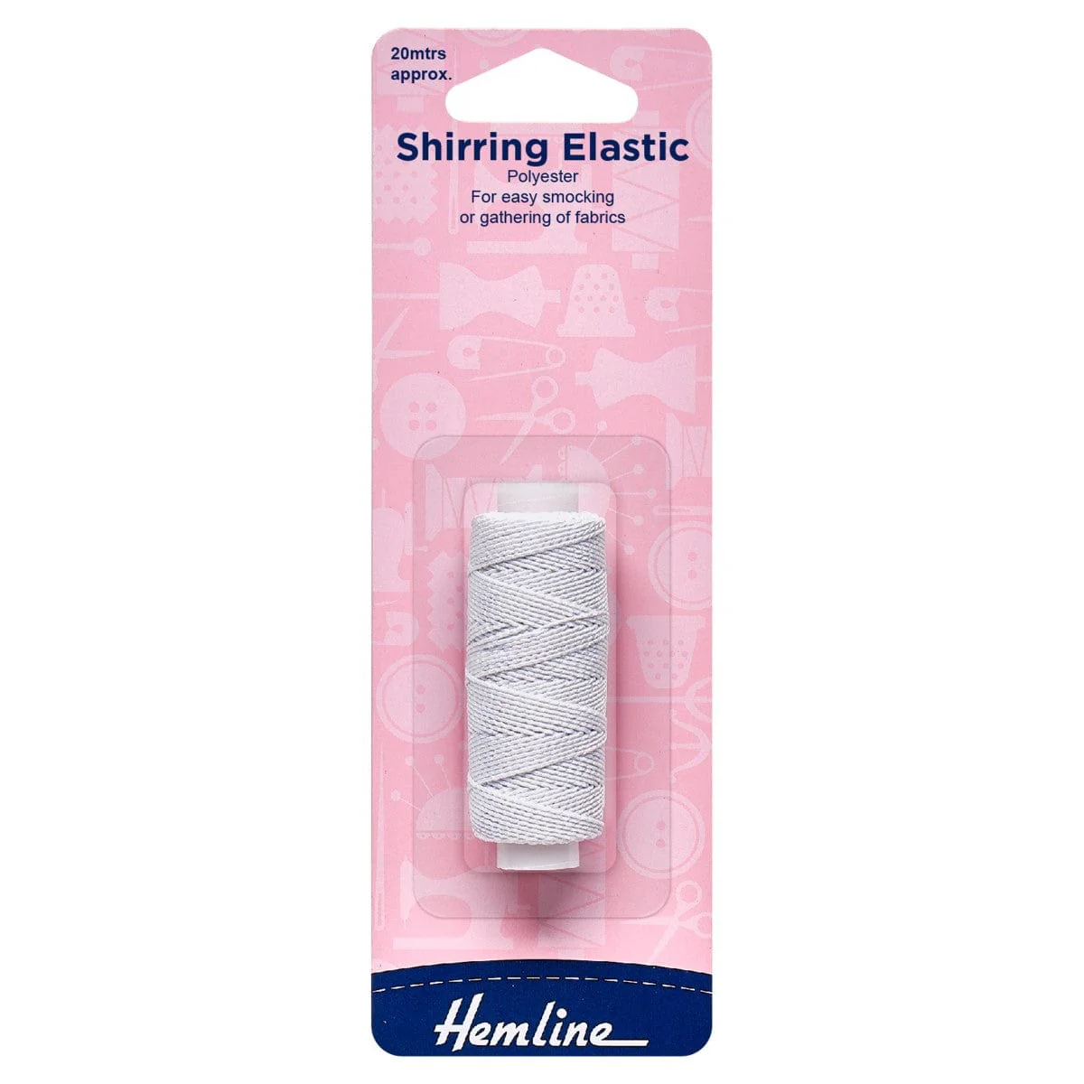Shirring Elastic: White: 20 Metres x 0.75mm Wide