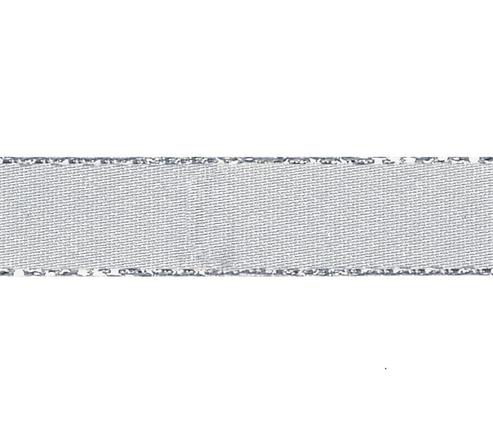 Silver Metallic Edge Satin Ribbon: 15mm: Silver Grey